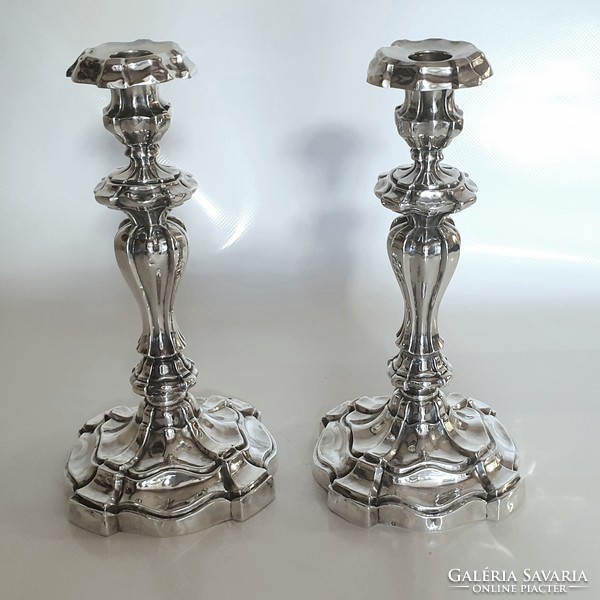 Antik ezüst (950) gyertyatartó pár