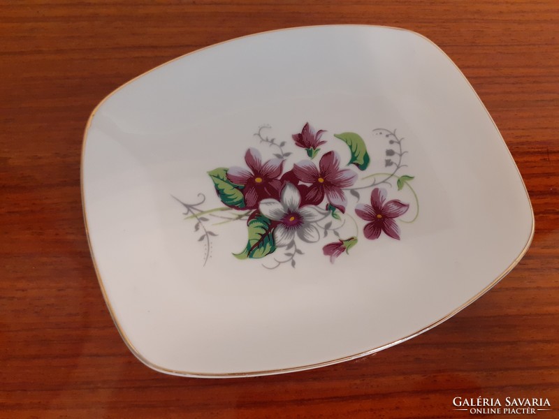 Old Hólloháza porcelain decorative bowl with violet pattern bowl ashtray