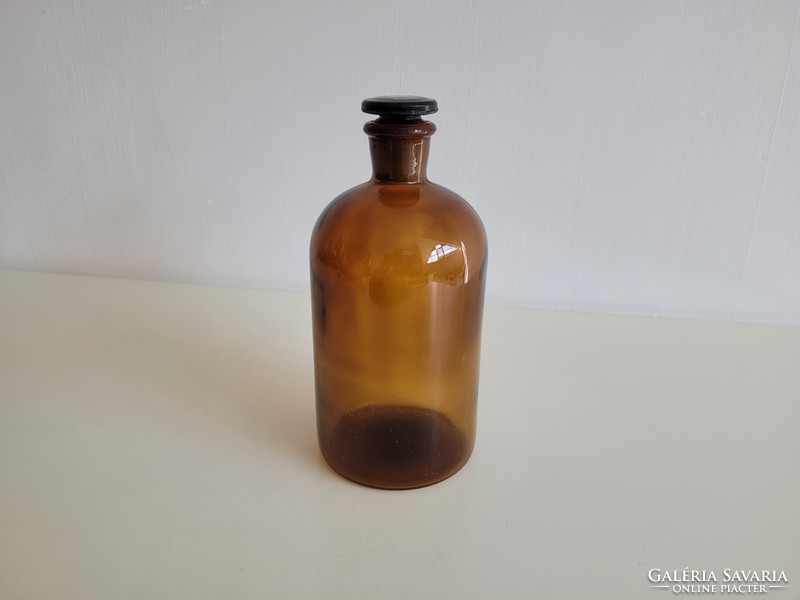 Old 1 liter brown stoppered apothecary glass apothecary glass vintage pharmacy bottle