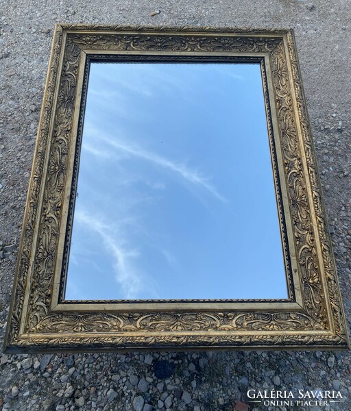 Antique Art Nouveau wooden framed gilded mirror r0