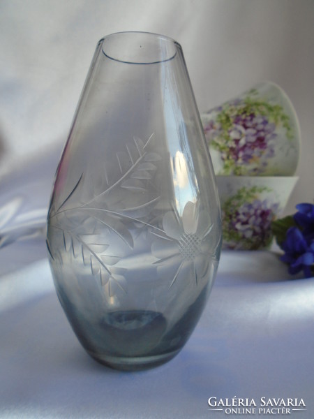 Smoky, incised violet vase.
