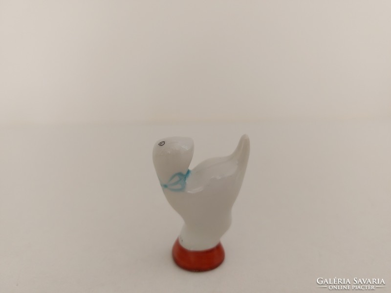 Régi Hollóházi porcelán mini cica fehér macska