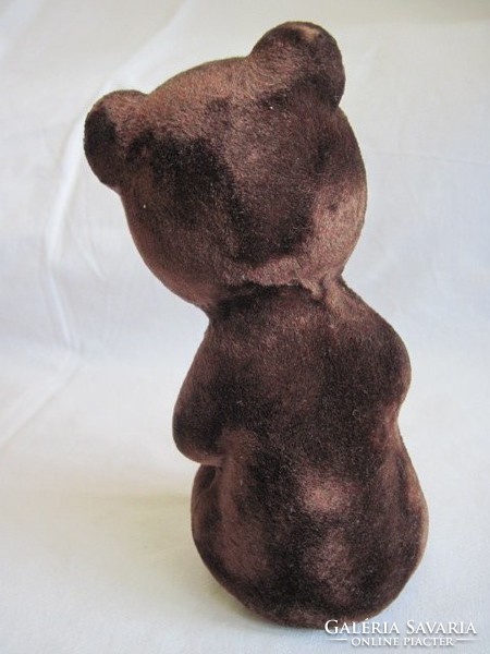 Old sitting brown (misa) teddy bear made of flocked sponge, Russian