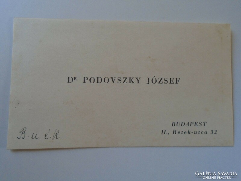 ZA417.16 Dr. PODOVSZKY József  - Pesti Magyar Kereskedői Bank igazgató -névjegykártya 1930k