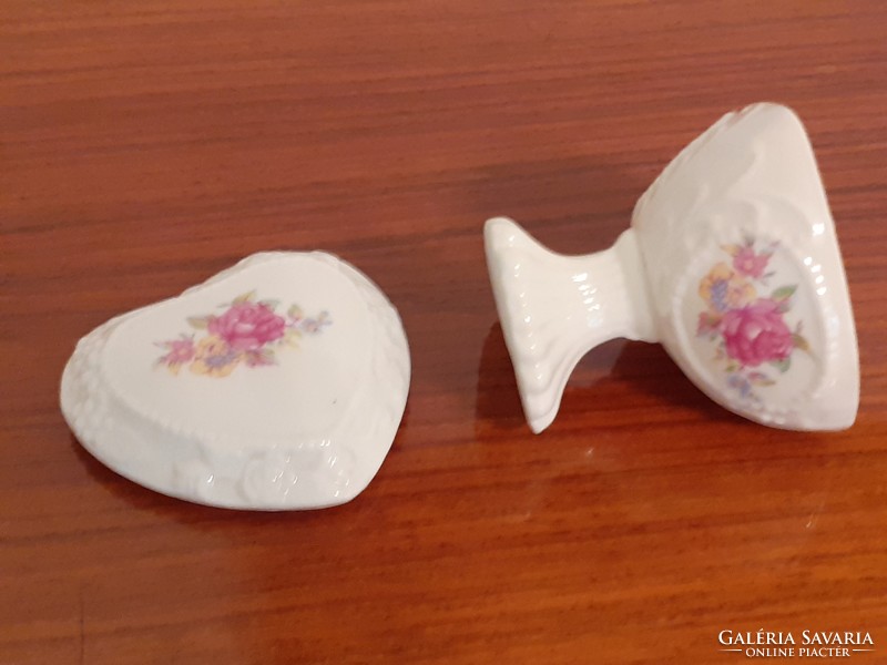 Vintage porcelain heart shaped rosy jewelry box with vintage gift box