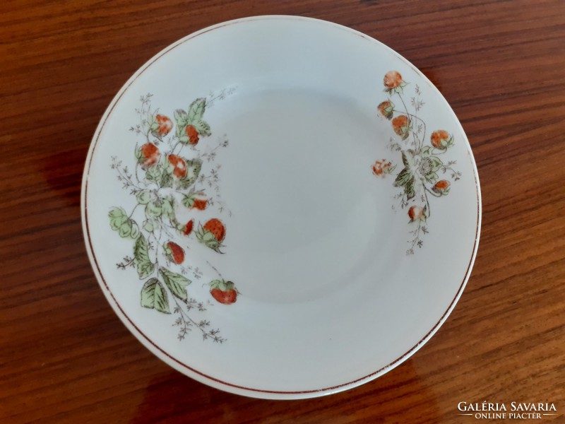 Régi porcelán fali tányér erdei szamóca mintás gyümölcsös népi falidísz