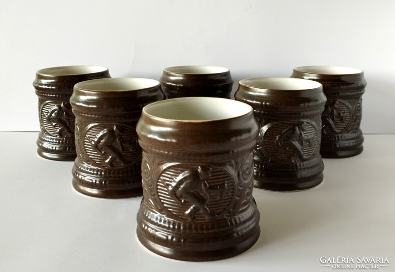 6 Pcs retro factory condition granite kispest jar, miner's jar