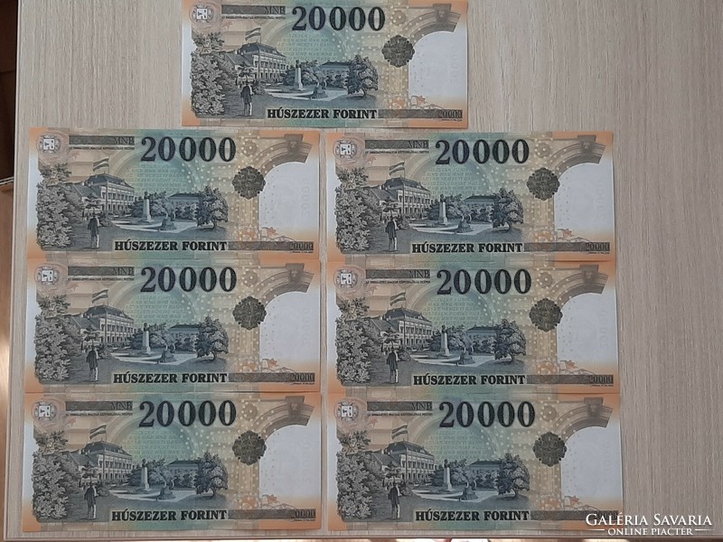 20,000 HUF banknote 2017 unc 7 pcs serial number tracking gc series