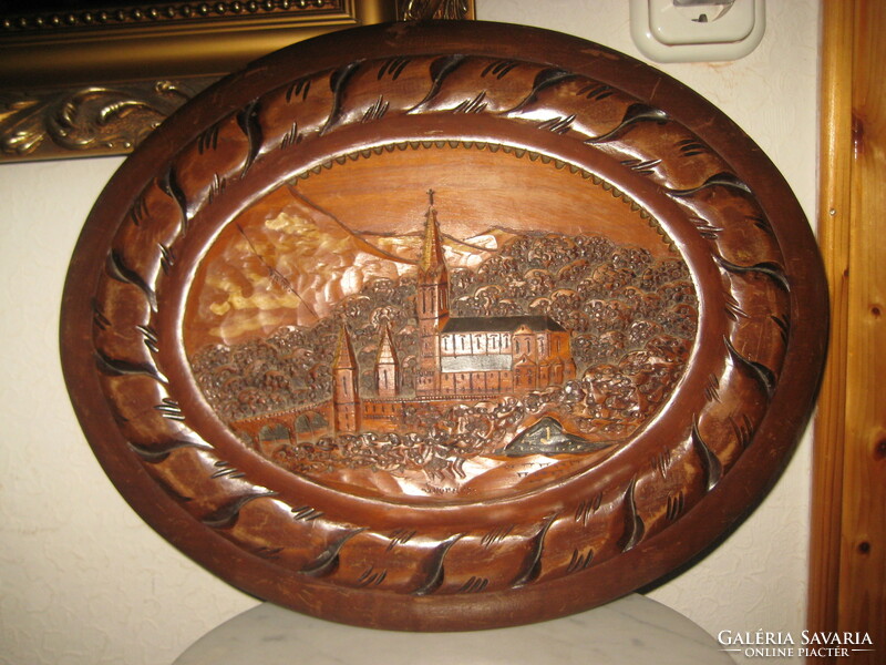 Lourdi Cathedral beautiful wood carving, 40 x 31 cm