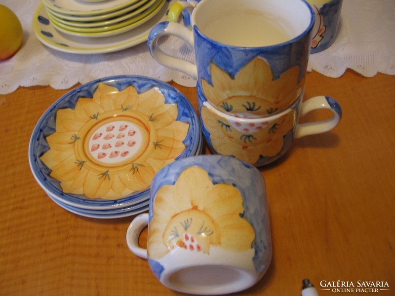 Sunflower handcrafted ceramic set for 3 people