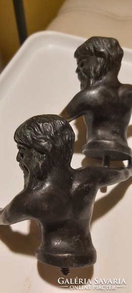 2 bronzed pewter faun torsos, late 1800s