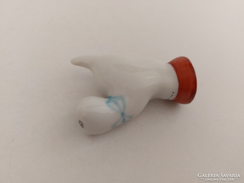 Régi Hollóházi porcelán mini cica fehér macska