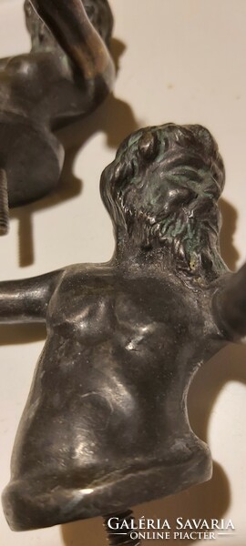 2 bronzed pewter faun torsos, late 1800s