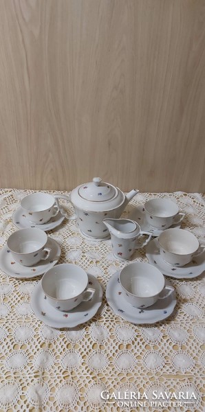 Zsolnay porcelain, elf-eared tea set, with a beautiful floral pattern