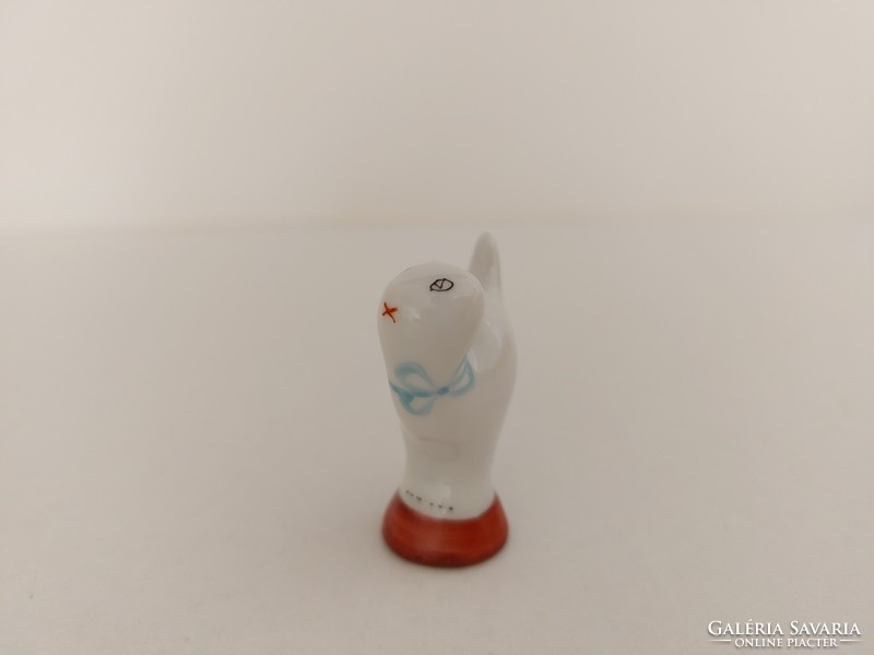 Régi Hollóházi porcelán mini cica fehér macska