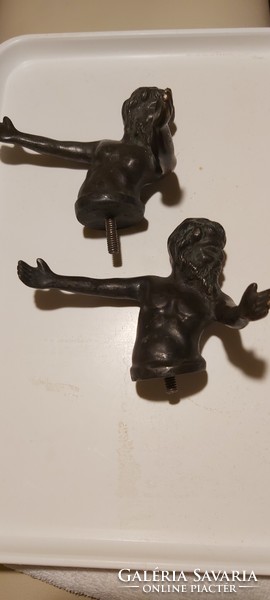 2 bronzed pewter faun torsos, late 1800s