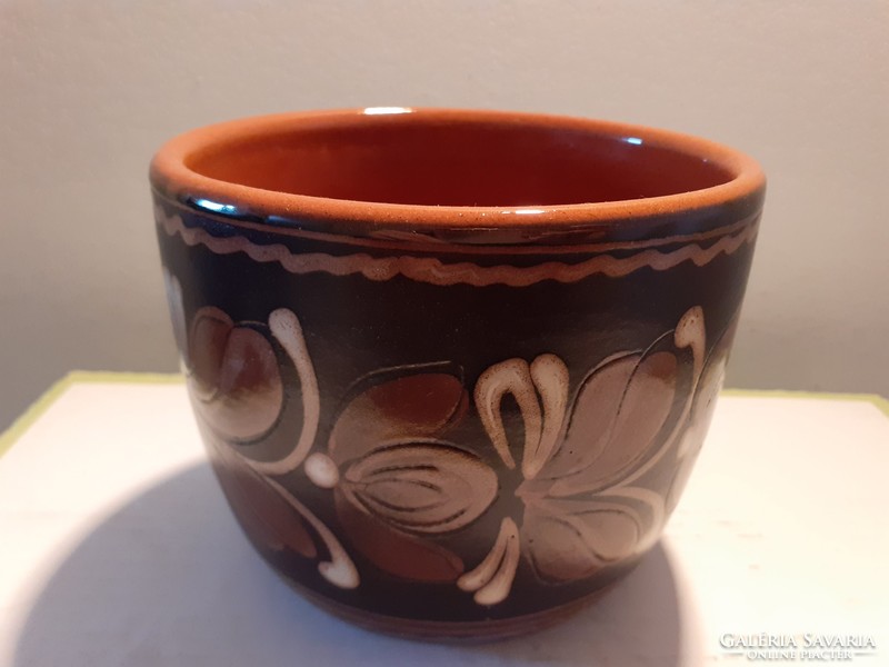 Old Hódmezővásárhely ceramic pot folk brown hmv flowerpot