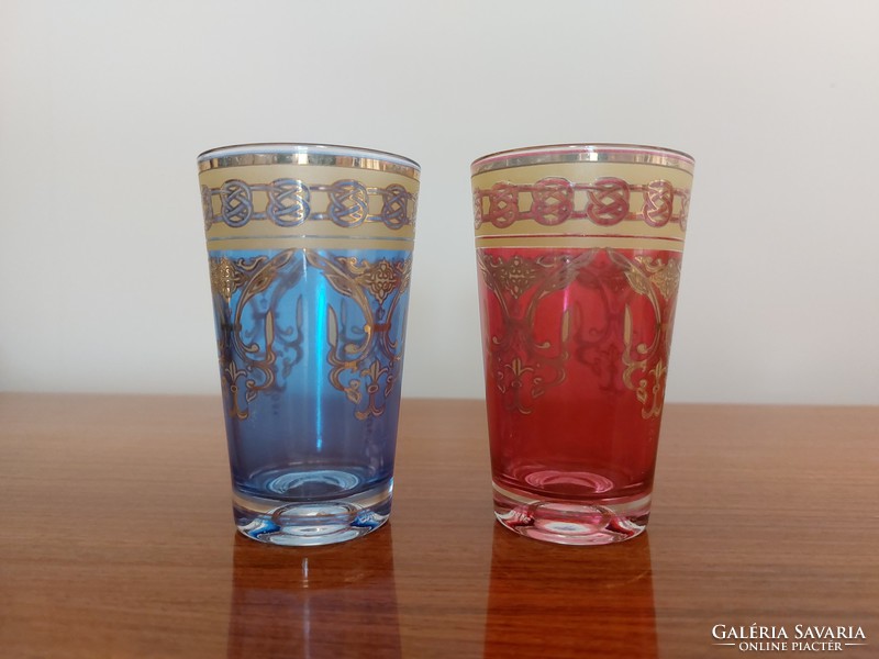 Old french glass colored glass 2 pcs