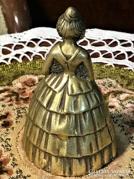 Antique Brass Maid Calling Bell, Mistress with Umbrella Statue, Has a Beautiful Sound