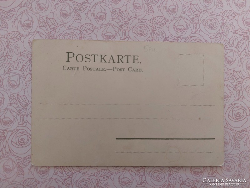 Régi képeslap levelezőlap tájkép hölgy