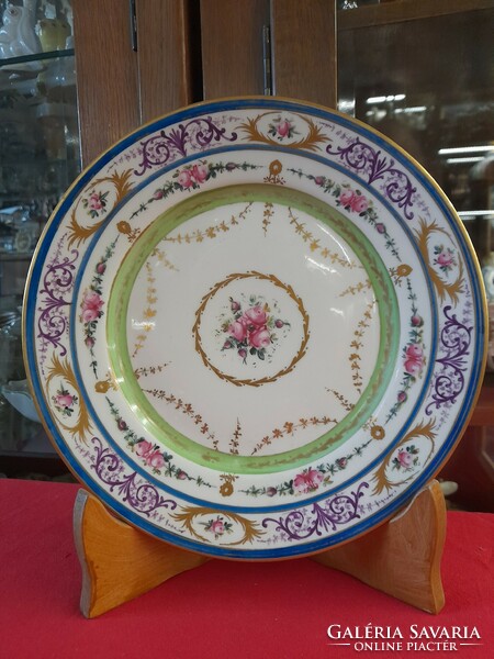 Antique French sevres 1771. Hand painted bowl and plate. 24 Cm.