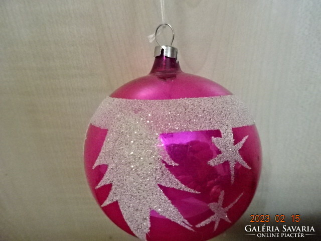 Karácsonyi üveggömb, pink színű, átmérője 8 cm. Jókai.