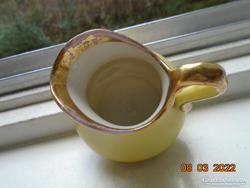 Antique pirkenhammer with decorative lemon yellow bay gilded milk spout