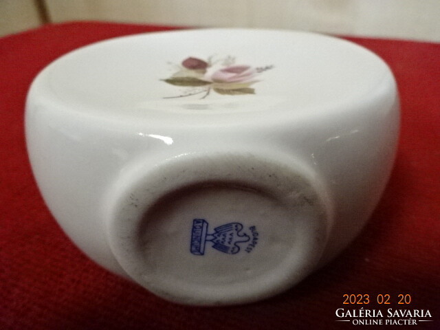Aquincum porcelain vase, rose pattern, round, height 8.5 cm. Jokai.