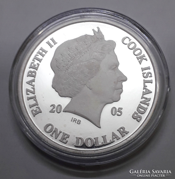 II. Erzsébet 2005 Cook Islands souvenir 1 dollar 20.5 Grams color silver p