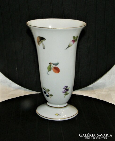 Herendi gyümölcs mintás porcelán váza - 19 cm