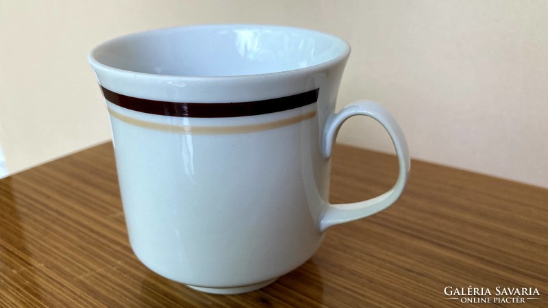 Alföldi coffee cup and large serving bowl with brown stripes
