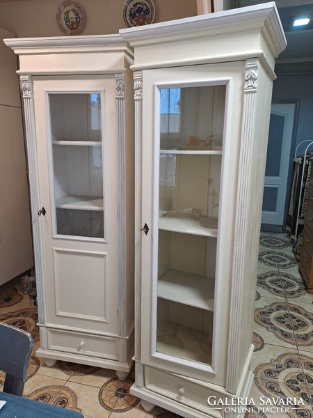 Pewter narrow storage cabinet with bookshelves