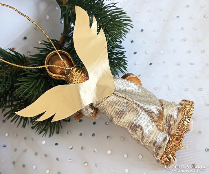 Régi viasz angyalka karácsonyfa dísz 12x15cm Koestel