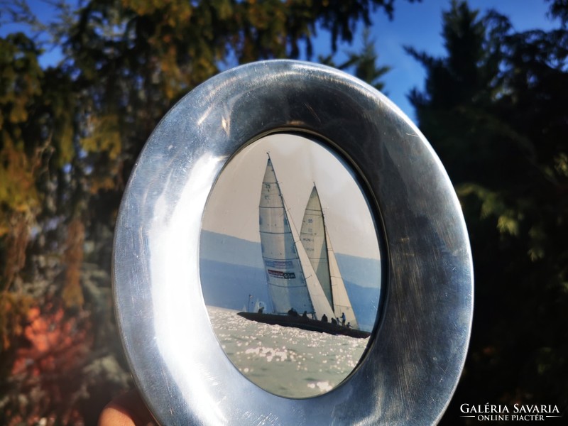 Balaton sailboats, photo in a metal frame