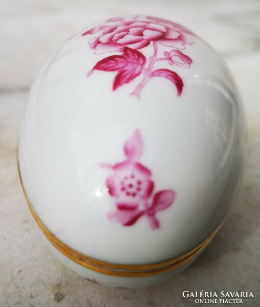 Herend egg-shaped bonbonier jewelry holder box ring holder porcelain jeweler. Eton pattern