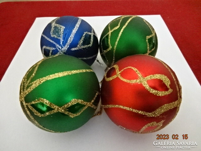 Four Christmas glass balls, diameter 6 cm. Jokai.
