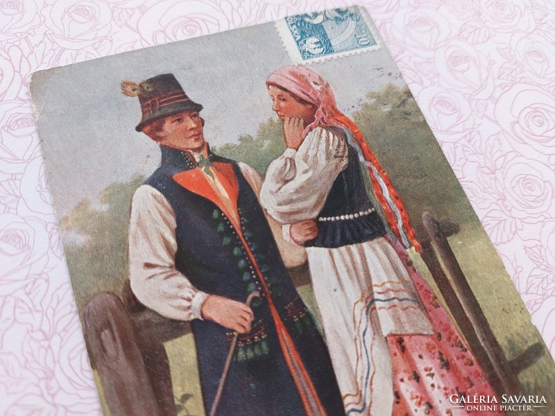 Old postcard art postcard in traditional costume