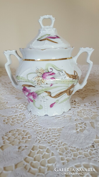Beautiful Art Nouveau porcelain teapot, spout and sugar bowl from the 20s