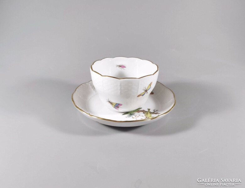 Herendi, Rothschild pattern coffee cup and saucer, hand-painted porcelain, flawless! (Bt003)