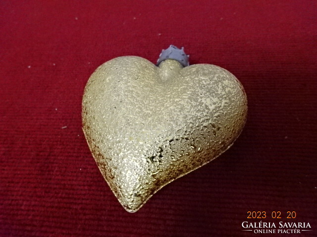 Karácsonyi szív alakú dísz. aranyozott, magassága 7 cm. Jókai.