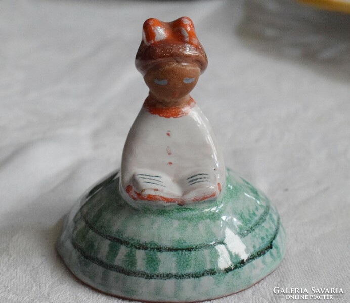 Retro mázas kerámia figura iparművész termék 8 x 7,5 cm