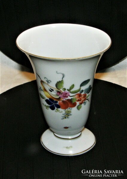 Herendi gyümölcs mintás porcelán váza - 19 cm