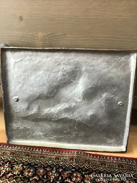 Régi jelzett masszív alumínium lovas falikép