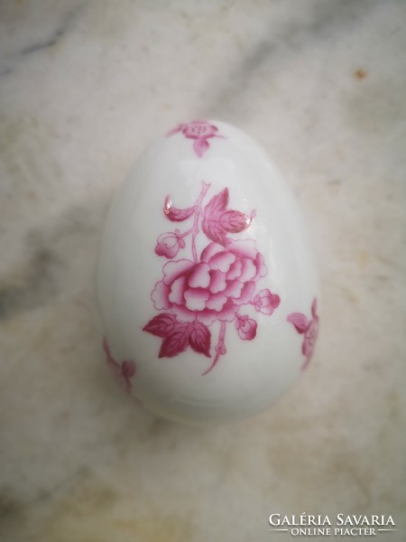 Herendi tojás forma bonbonier ékszer tartó dobozka gyűrű tartó porcelán ékszerész. Eton minta