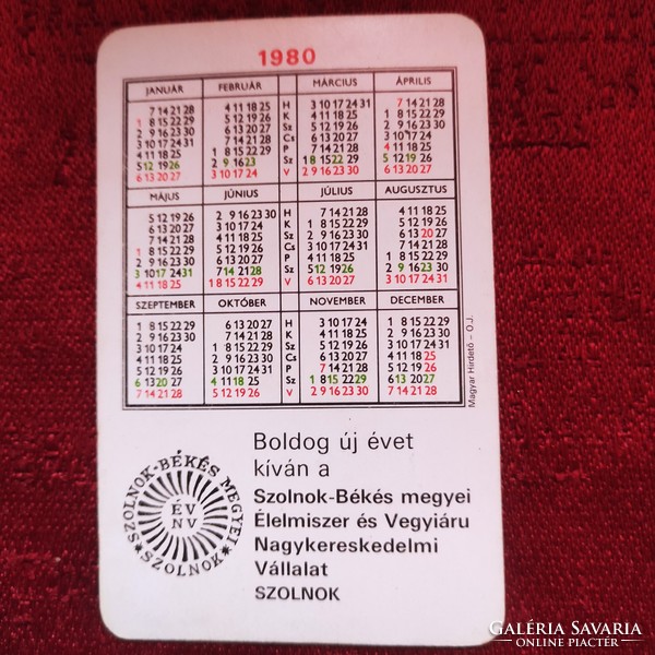 Szolnok-Békés county food and chemical card calendar 1980