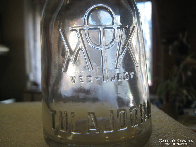 Old trademark yogurt bottle, 8 x 13.5 cm