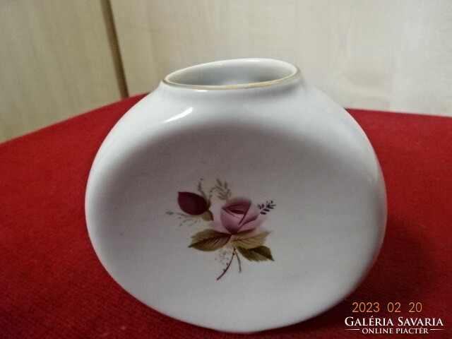 Aquincum  porcelán váza, rózsa mintás, kerek, magassága 8,5 cm.  Jókai.