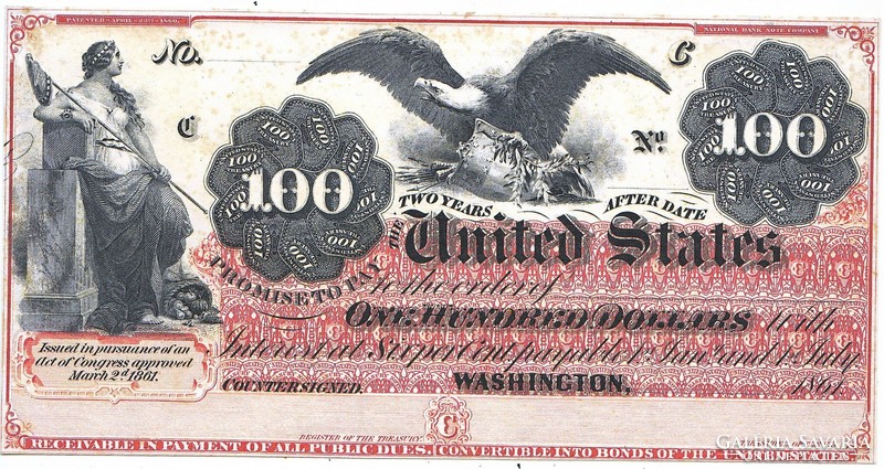 USA 100 dollár 1861 REPLIKA