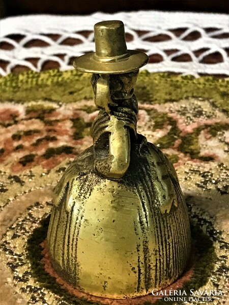 Antique brass maid bell, lady with hat statue, beautifully crafted