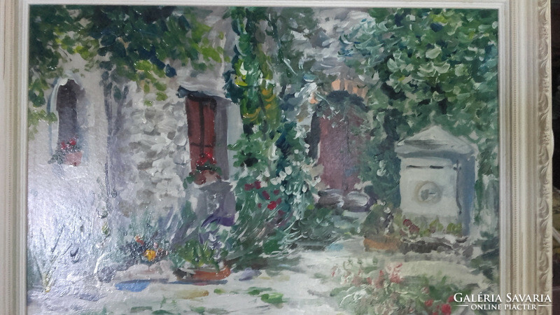 Gábor Littke (1965-) Mediterranean garden - acrylic painting